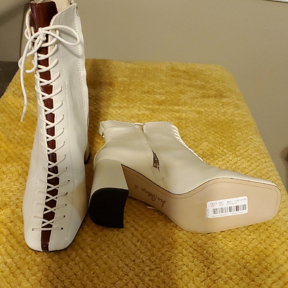 Elegant White Lace-Up Ankle Boots